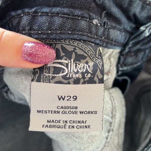 Silver Jean Capris Sz 29 - Picture 3 of 3